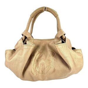 Loewe Napa Aire Handbag Large Soft Lambskin Leather Satchel Clutch Golden Beige